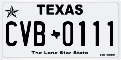TX license plate CVB0111