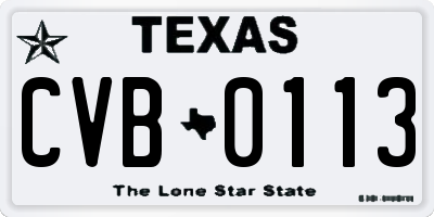 TX license plate CVB0113