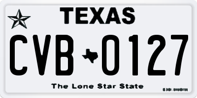 TX license plate CVB0127