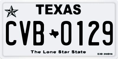 TX license plate CVB0129