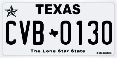 TX license plate CVB0130
