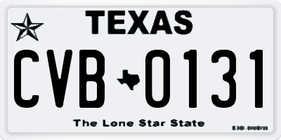 TX license plate CVB0131