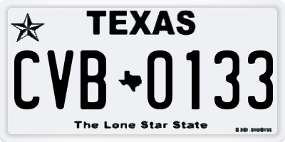 TX license plate CVB0133