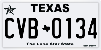 TX license plate CVB0134