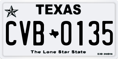 TX license plate CVB0135