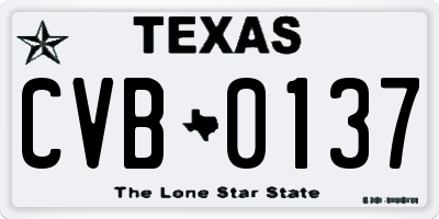TX license plate CVB0137