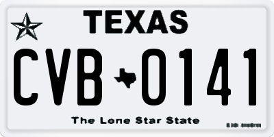 TX license plate CVB0141