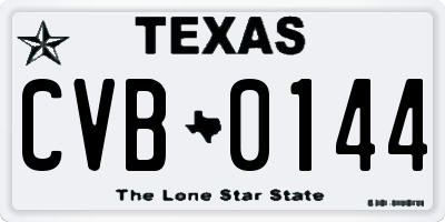 TX license plate CVB0144