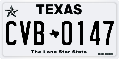 TX license plate CVB0147