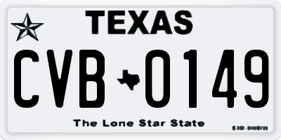 TX license plate CVB0149