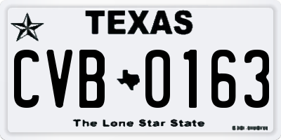 TX license plate CVB0163