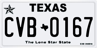 TX license plate CVB0167