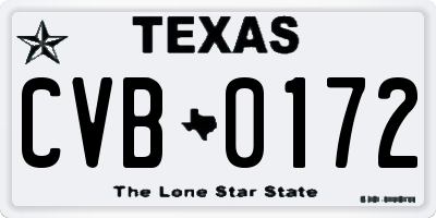 TX license plate CVB0172