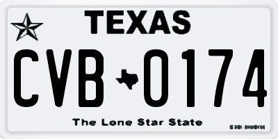 TX license plate CVB0174