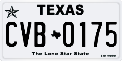 TX license plate CVB0175