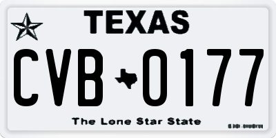 TX license plate CVB0177