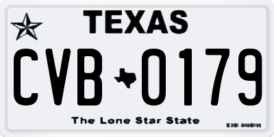 TX license plate CVB0179