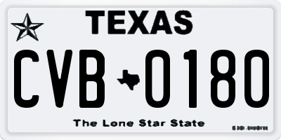 TX license plate CVB0180