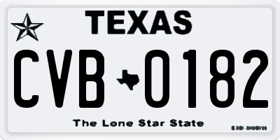 TX license plate CVB0182