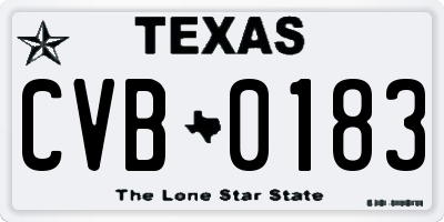 TX license plate CVB0183