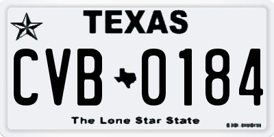 TX license plate CVB0184
