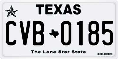TX license plate CVB0185