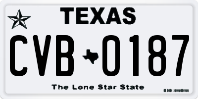 TX license plate CVB0187