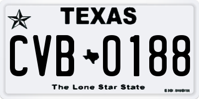 TX license plate CVB0188