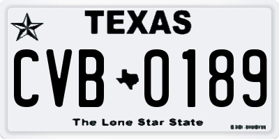 TX license plate CVB0189