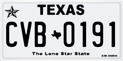 TX license plate CVB0191