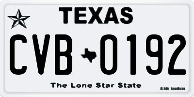 TX license plate CVB0192