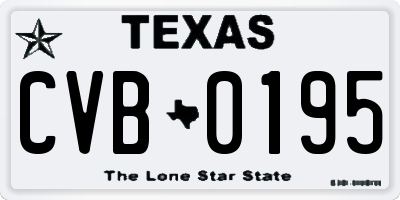 TX license plate CVB0195