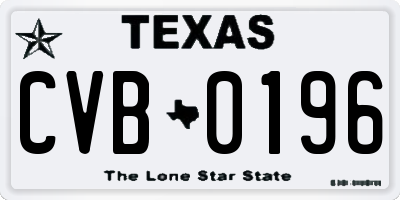 TX license plate CVB0196