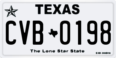 TX license plate CVB0198