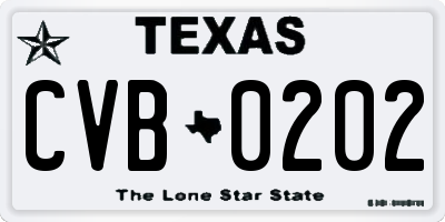 TX license plate CVB0202