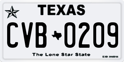 TX license plate CVB0209