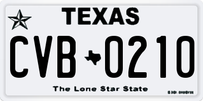 TX license plate CVB0210