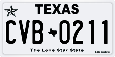 TX license plate CVB0211