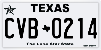 TX license plate CVB0214