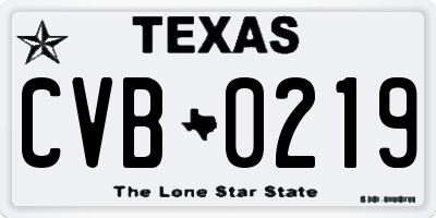 TX license plate CVB0219