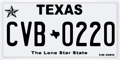 TX license plate CVB0220