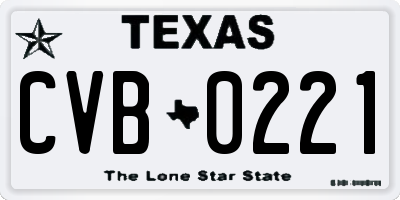 TX license plate CVB0221