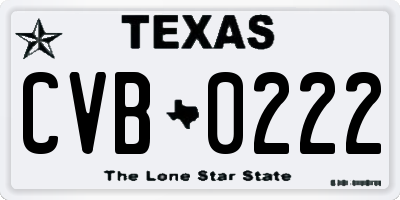 TX license plate CVB0222
