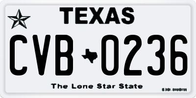 TX license plate CVB0236