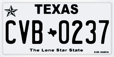 TX license plate CVB0237