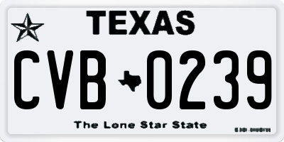 TX license plate CVB0239