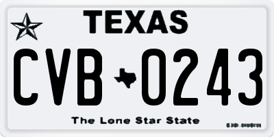 TX license plate CVB0243