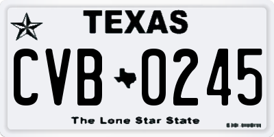 TX license plate CVB0245