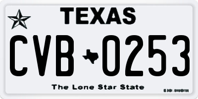 TX license plate CVB0253