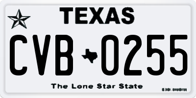 TX license plate CVB0255